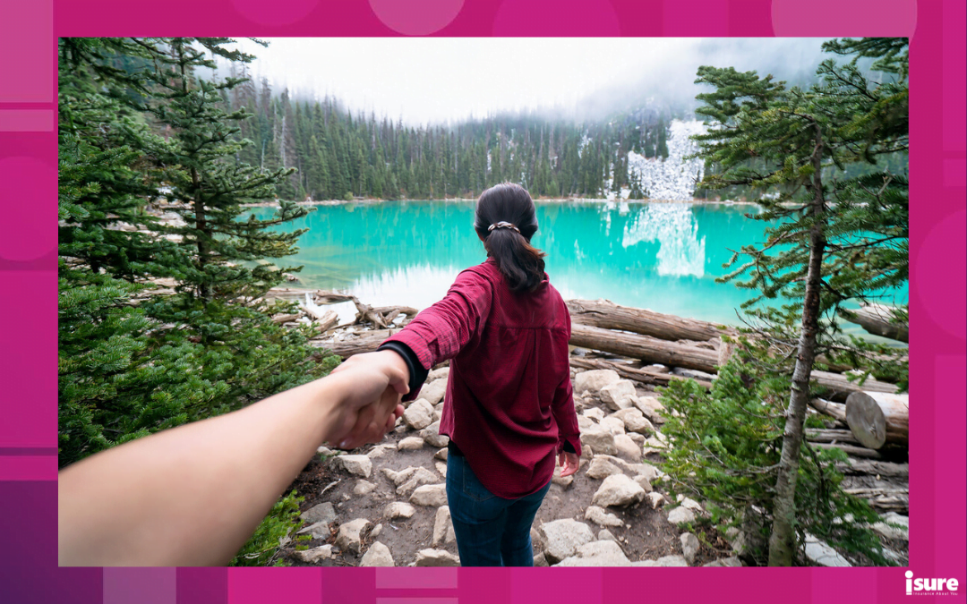 romantic travel destinations in Canada - A woman who leads her companion on a trip
