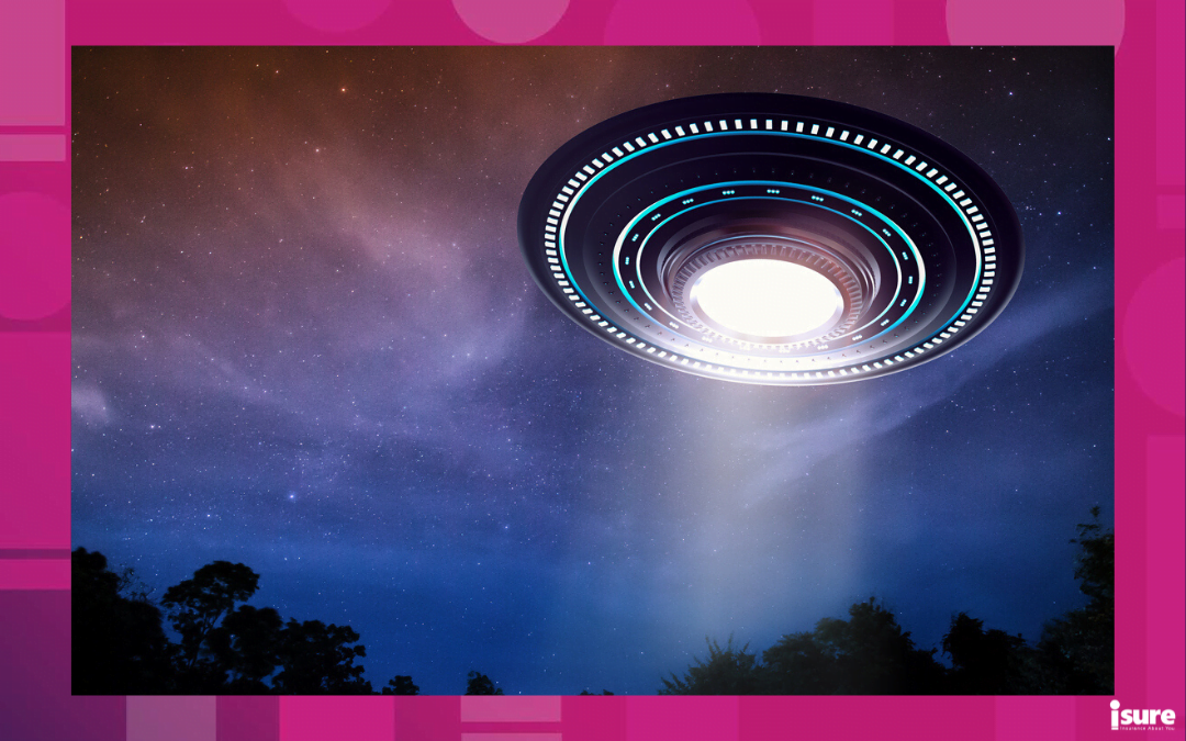 most unusual insurance policies - 3d rendering metal ufo or alien spaceship in the sky