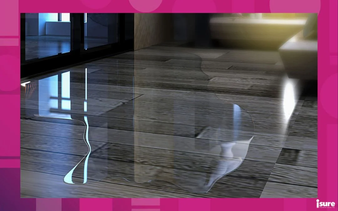 tips to prevent basement flooding - Water leaking and flooded on wood parquet floor. Room floor will damage after the water flooded.
