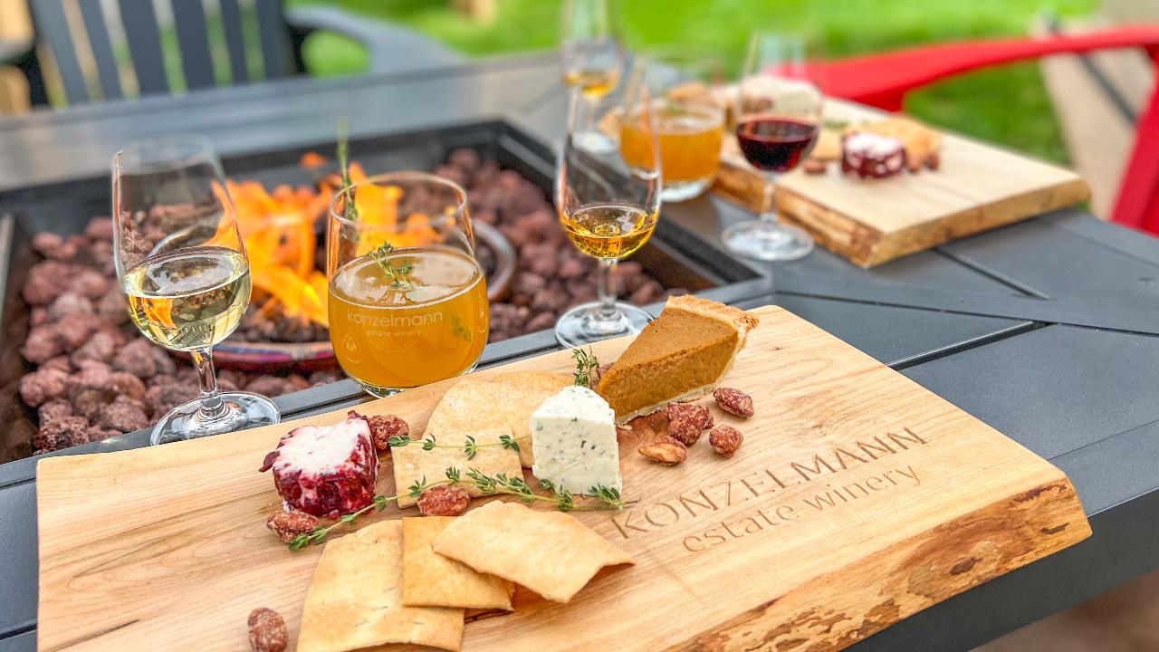 fall adult getaways - flight of wine and cheese