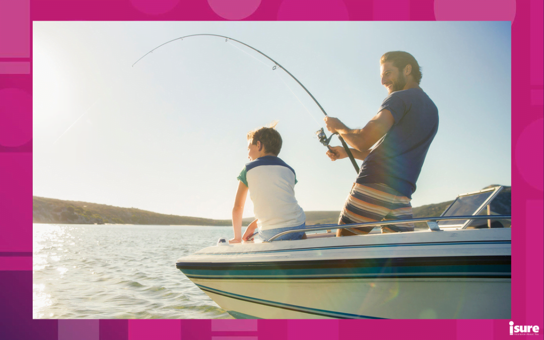 Father's Day events - Father and son fishing on boat