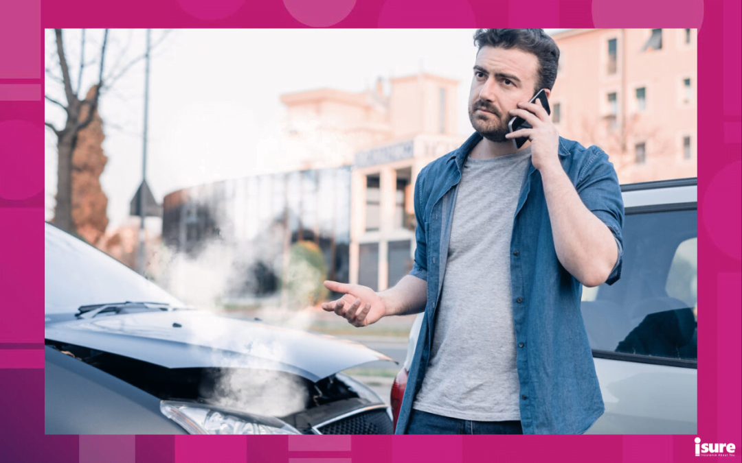 collision insurance in ontario - man in a collision on the phone