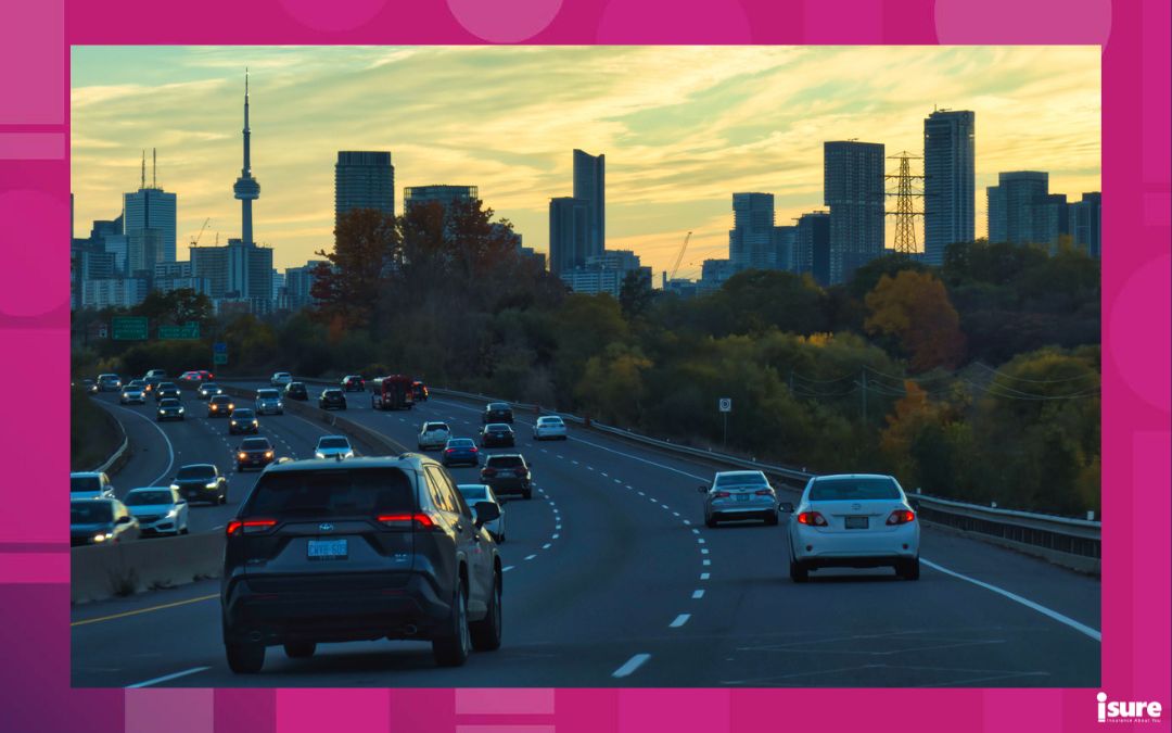 Ontario auto insurance reforms - toronto, canada - 23 October 2022: cars driving in a traffic jam on a highway or parkway into the city