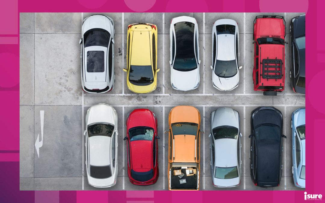 auto theft decline - Empty parking lots, aerial view.