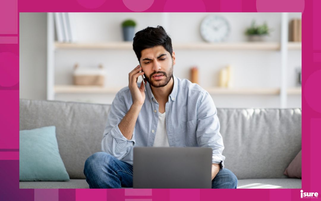 A man working remotely and having a corporate phone conversation call