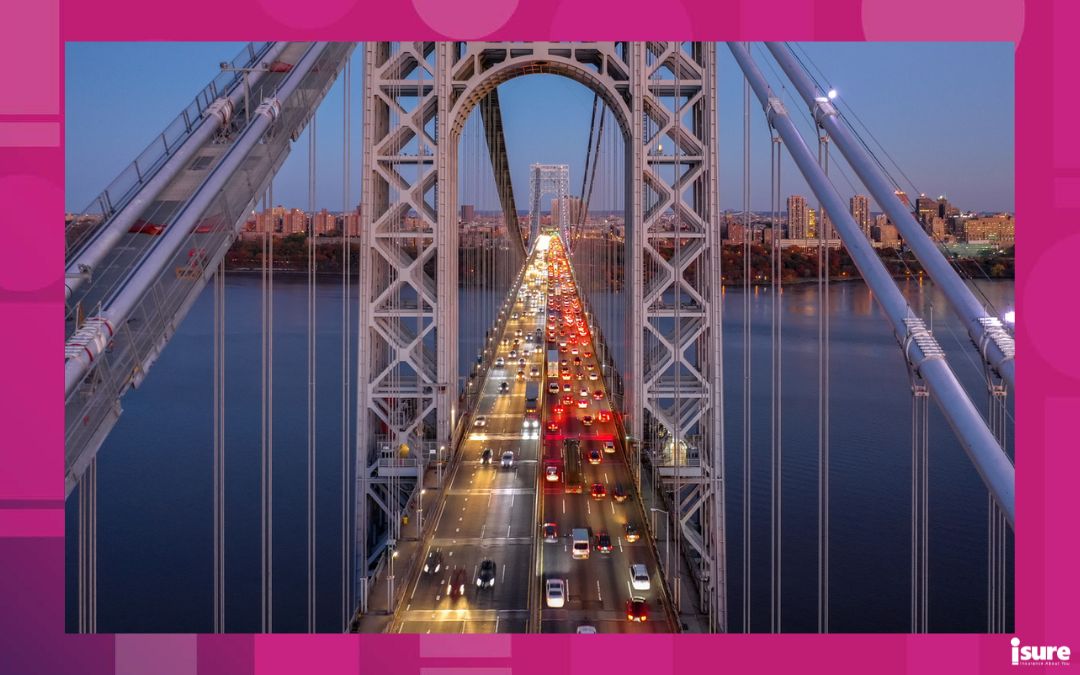 exporting your vehicle to the U.S. - Aerial view of the evening rush hour traffic on George Washington Bridge, as viewed from New Jersey