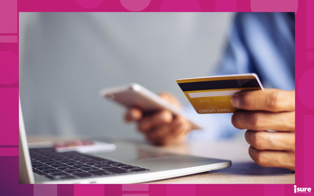 debt to income ratio - DTI - Online payment hands holding credit card and using laptop. Online shopping concept.