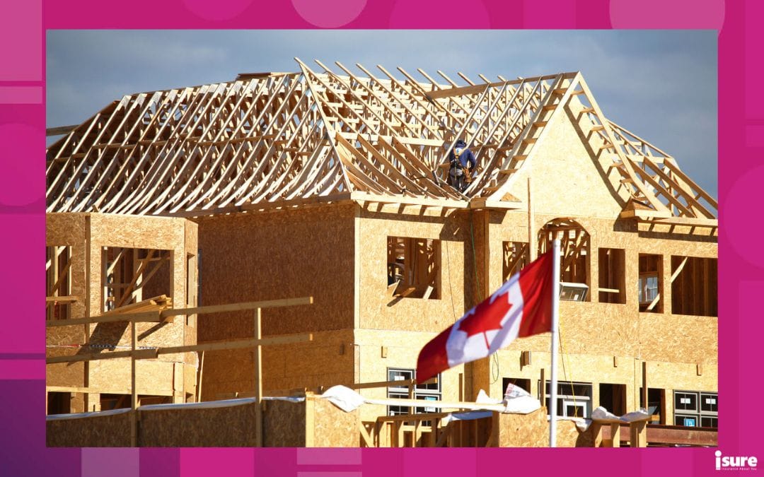 Construction workers building a new house in Canada.