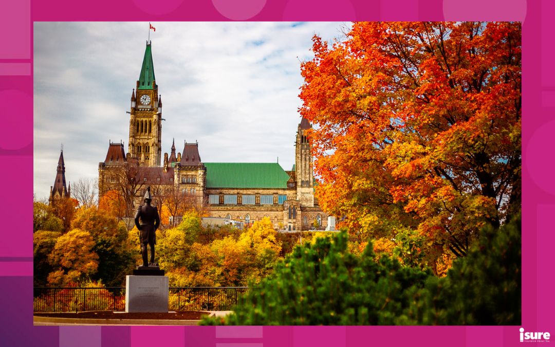 Ottawa, Canada – October 27, 2018: Public statue of Colonel John By by sculptor Joseph-Émile Brunet erected in 1971 stands permanently in the middle of Major's Hill Park facing Parliament Hill, one of Ottawa's prettiest streets
