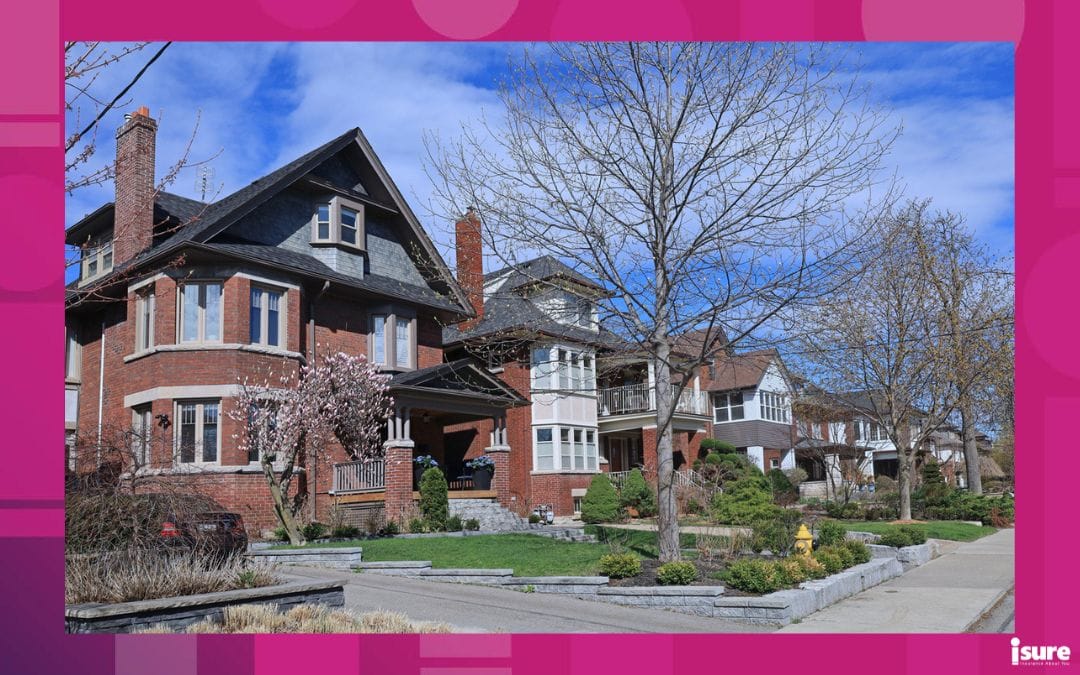 reducing your home insurance rates. Suburban homes in Toronto, Ontario.