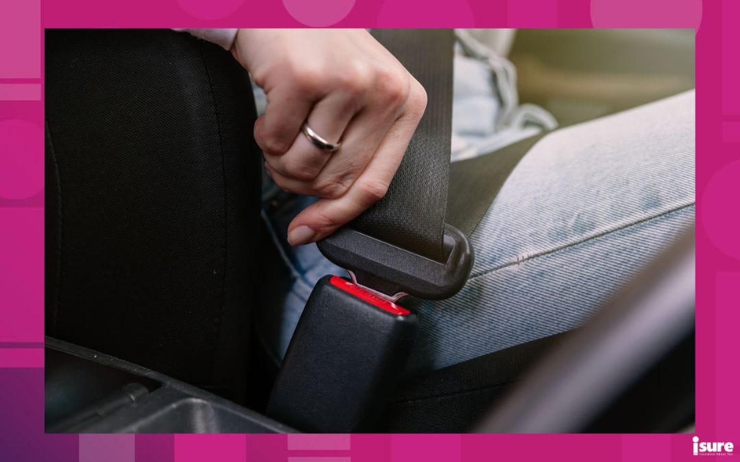 A woman fastens her seatbelt. Seat belt safety is super important