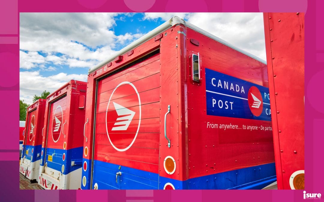 canada post strike - Toronto, Canada-20 August, 2019: Canada Post trucks that deliver parcels and mail to local residents