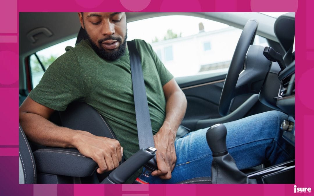 car safety features - Male Driver In Car Fastening Seatbelt Before Setting Off On Journey