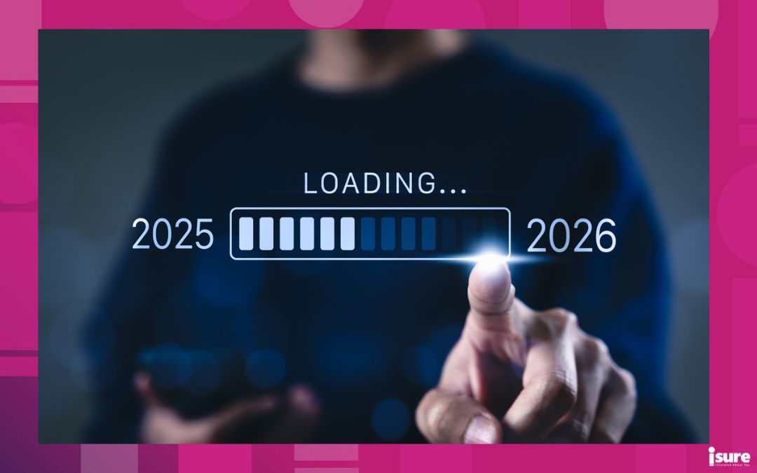Progress and transition from 2025 to 2026 concept. A person pointing to loading bar transitioning from 2025 to 2026, progress, future planning, and new year goals. annual planning and business growth, as well as insurance predictions for 2026