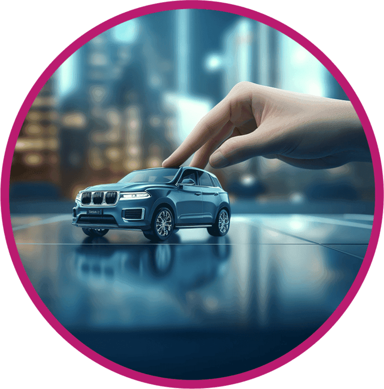 Hand touching a car