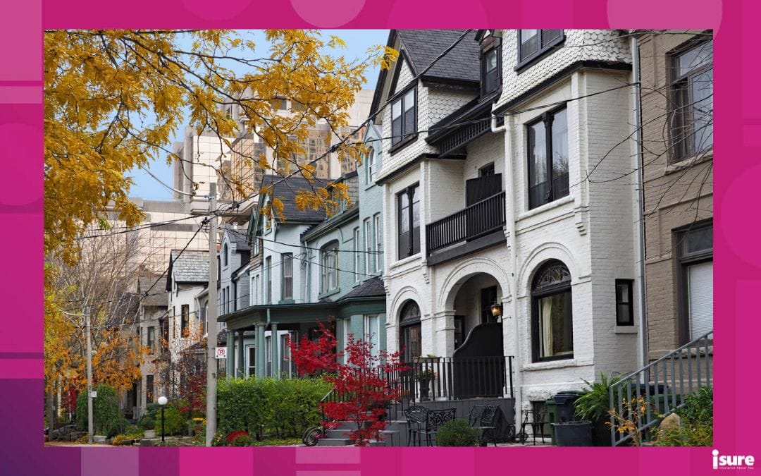 A row of victorian homes in Toronto, Ontario, covered by additional living expenses or ALE through their home insurance policy