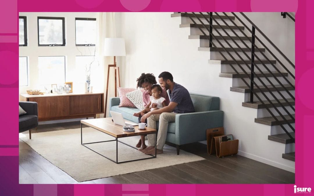 home insurance or contents insurance - young family on the couch of their home