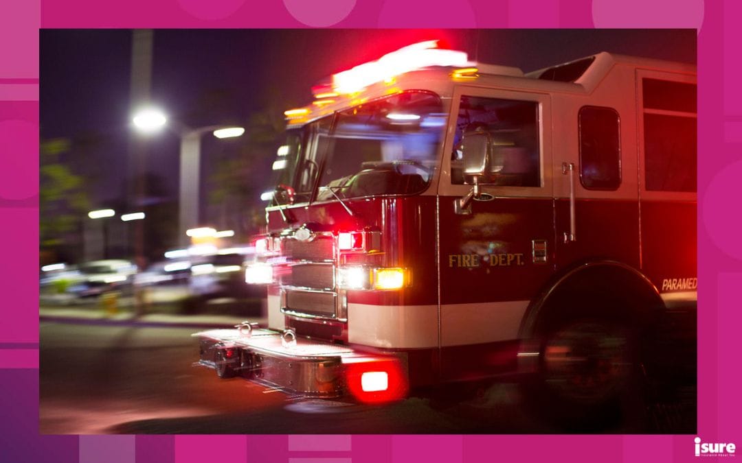 A firetruck first responder races to the scene of an accident - Move Over Law