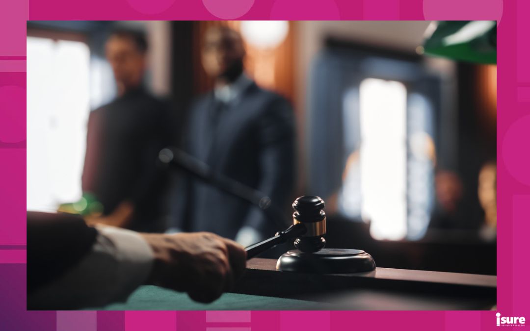 Cinematic Court of Law and Justice Trial: Judge Ruling Out a Positive Decision in a Civil Family Case, Close Up of a Striking Gavel to End Hearing, image depicting Canada's lawsuit surge