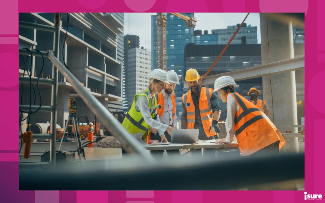 Construction workers on a jobsite. These types of workers would use Contractors insurance.