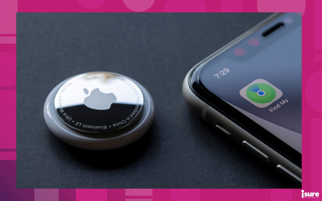 apple airtags and car theft - Portland, OR, USA - Sep 9, 2021: Find My app icon is seen on an iPhone next to an AirTag. AirTag is a tracking device developed by Apple.