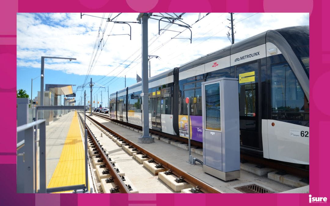 Toronto, Ontario, Canada, June 28, 2024: A Eglinton Crosstown LRT test train makes it's way along the transit line in Scarborough. There is no opening date yet for the line as of Sept. 2024.