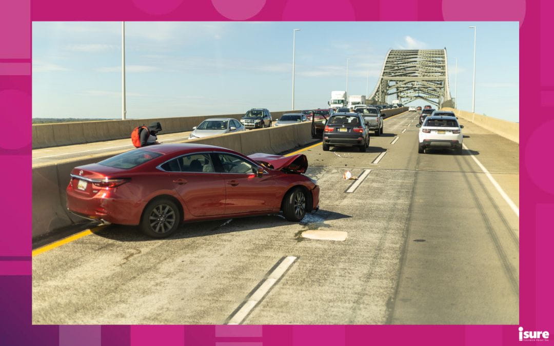 A car accident on a highway. Staged collisions are on the rise throughout Canada.