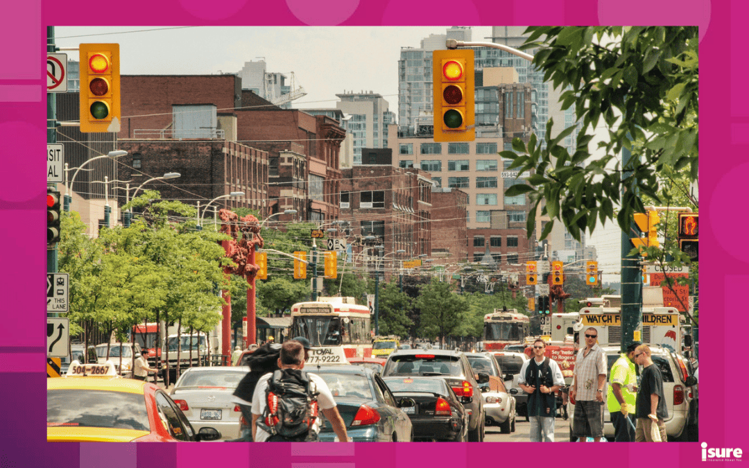 A busy Toronto street with a lot of traffic, showing the impact of summer road closures.